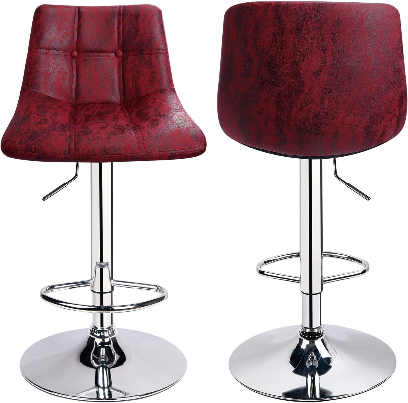 Adjustable Swivel Bar Stools Set of 2 (Wine Red/hot-Stamping Cloth)
