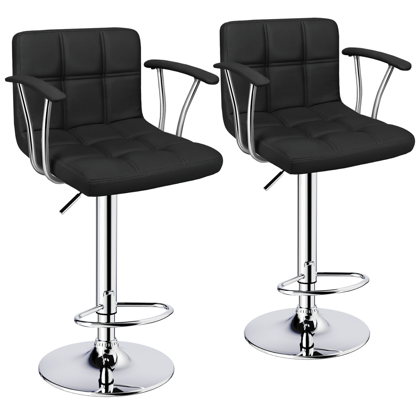 Bar Stools Set of 2, Armrest Adjustable Swivel Barstools with Back