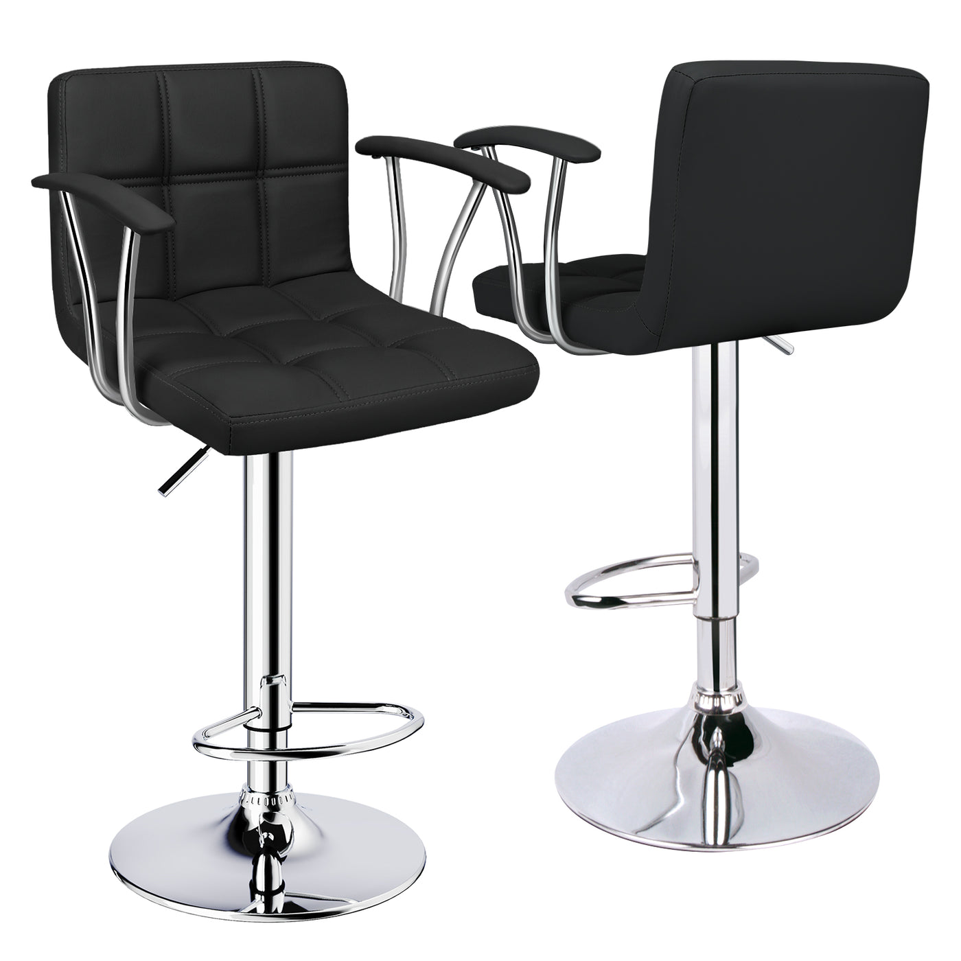 Bar Stools Set of 2, Armrest Adjustable Swivel Barstools with Back