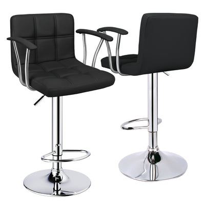 Bar Stools Set of 2, Armrest Adjustable Swivel Barstools with Back