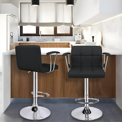 Bar Stools Set of 2, Armrest Adjustable Swivel Barstools with Back
