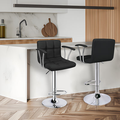 Bar Stools Set of 2, Armrest Adjustable Swivel Barstools with Back