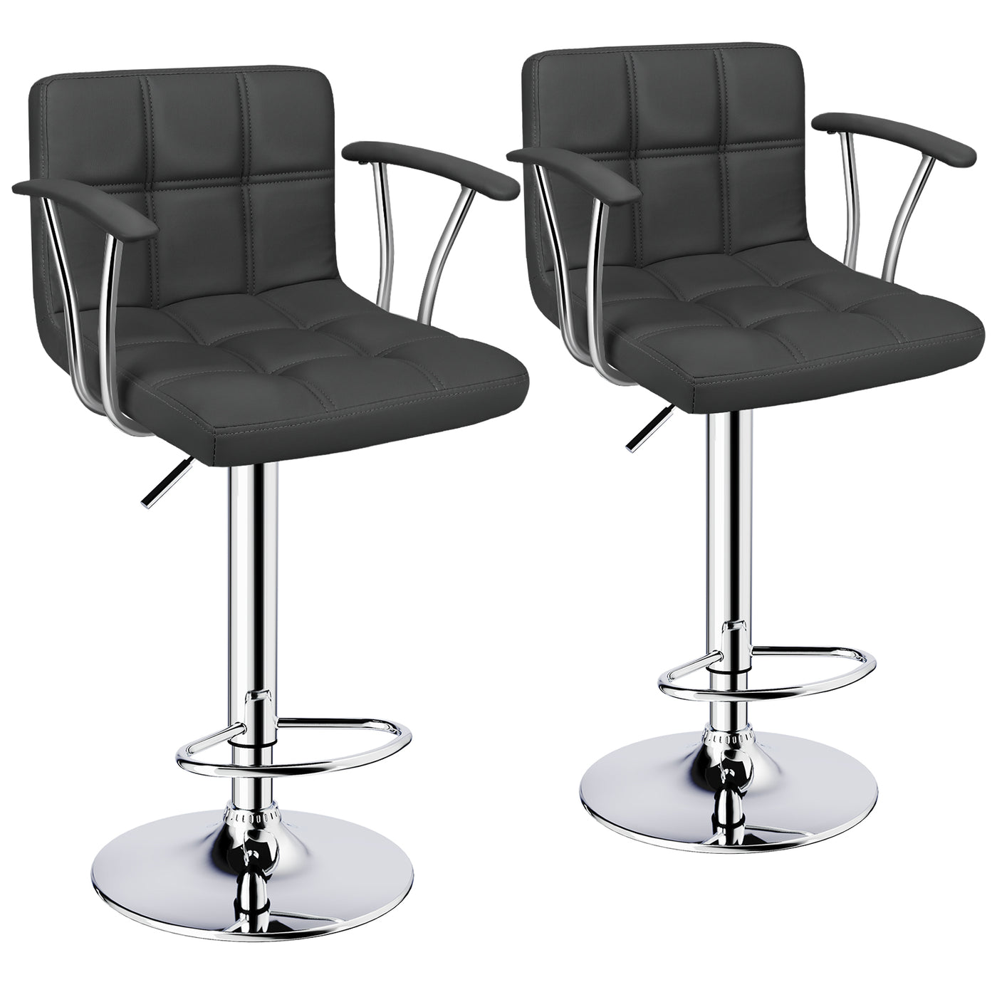 Bar Stools Set of 2, Armrest Adjustable Swivel Barstools with Back