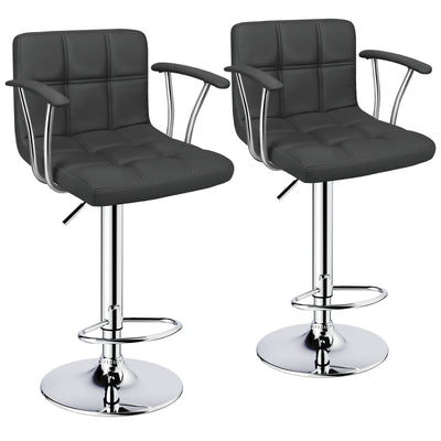 Bar Stools Set of 2, Armrest Adjustable Swivel Barstools with Back