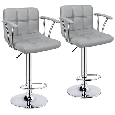 Bar Stools Set of 2, Armrest Adjustable Swivel Barstools with Back