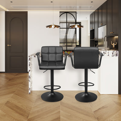 Bar Stools Set of 2, Armrest Adjustable Swivel Barstools with Back