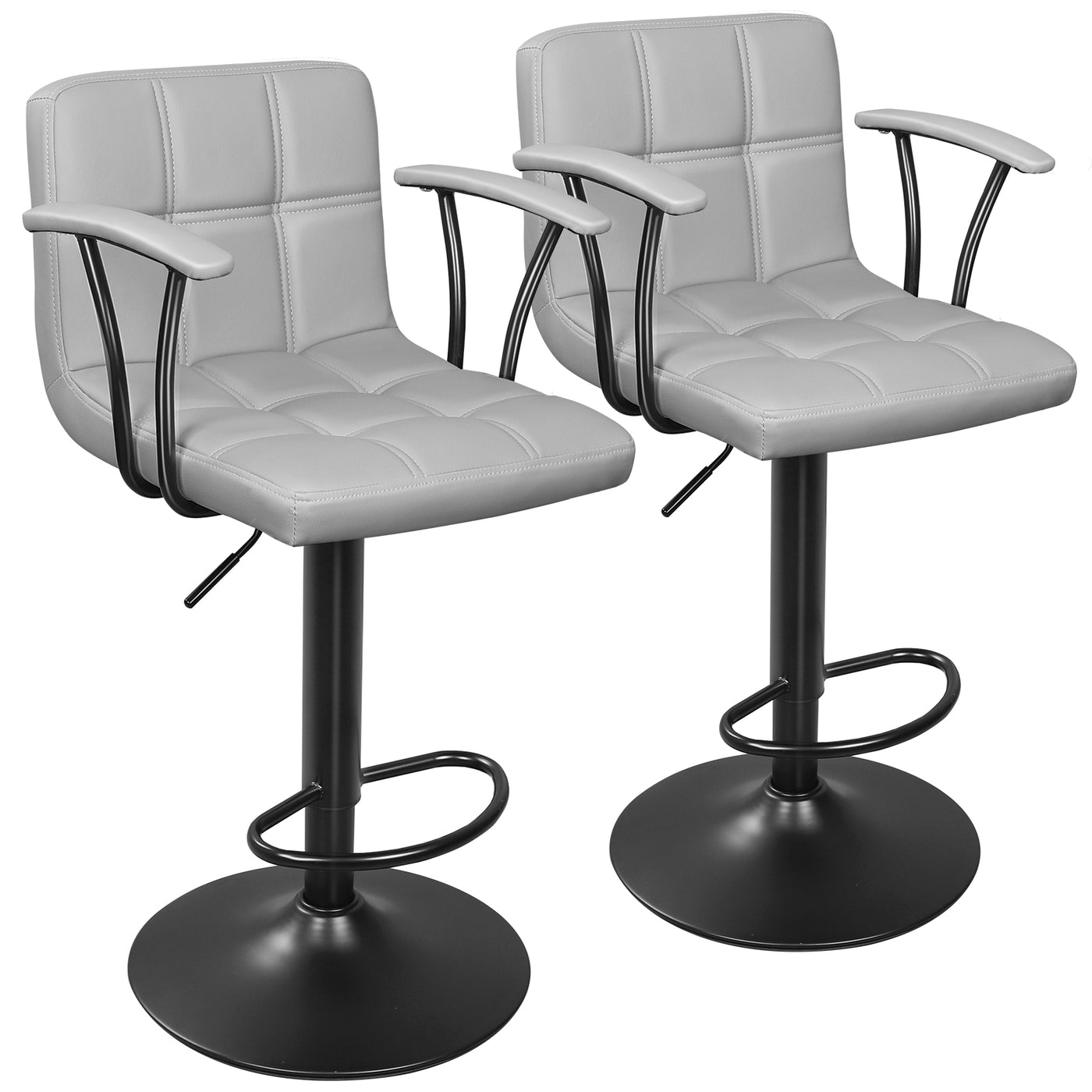 Bar Stools Set of 2, Armrest Adjustable Swivel Barstools with Back