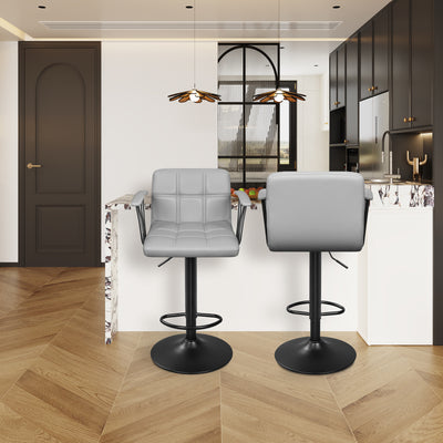Bar Stools Set of 2, Armrest Adjustable Swivel Barstools with Back