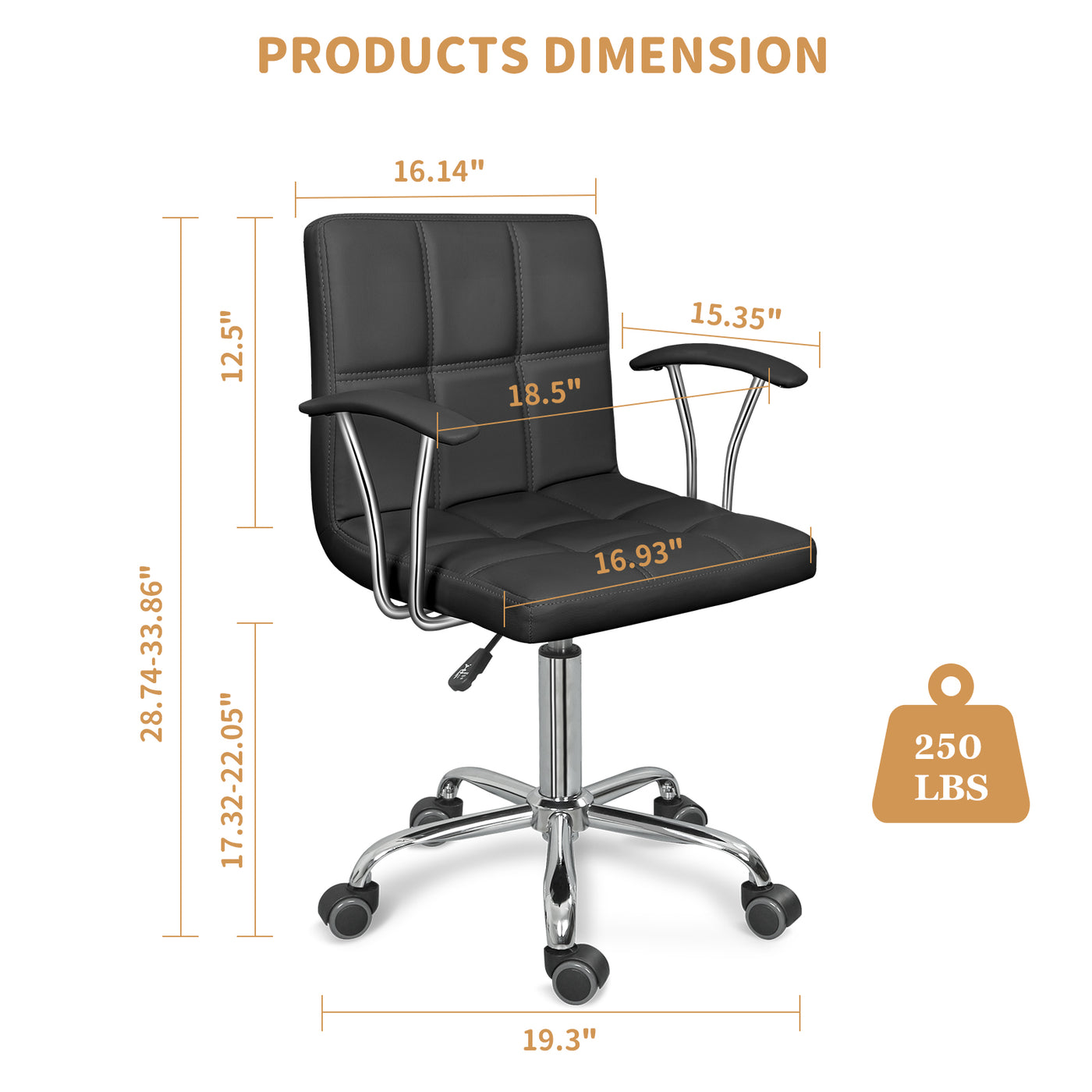 Home Office Desk Chair with Armrest and Wheels, Height Adjustable Swivel Computer Chairs