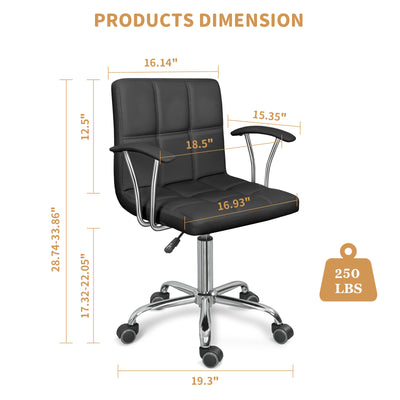 Home Office Desk Chair with Armrest and Wheels, Height Adjustable Swivel Computer Chairs