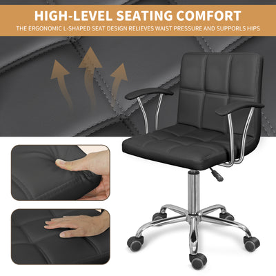 Home Office Desk Chair with Armrest and Wheels, Height Adjustable Swivel Computer Chairs