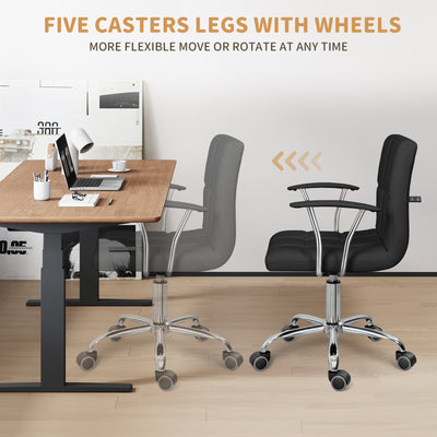 Home Office Desk Chair with Armrest and Wheels, Height Adjustable Swivel Computer Chairs