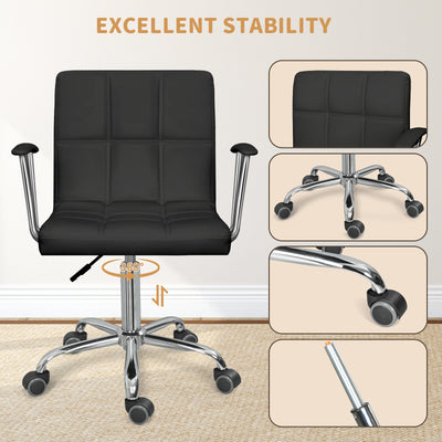 Home Office Desk Chair with Armrest and Wheels, Height Adjustable Swivel Computer Chairs