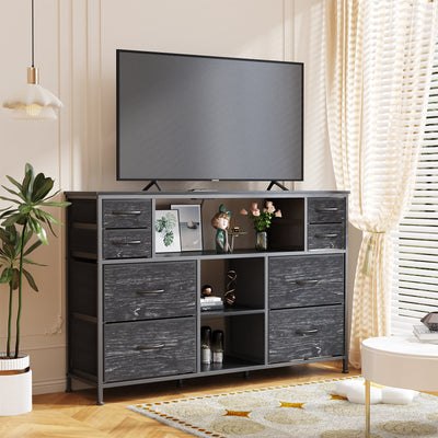 Dresser Drawers TV Stand with LED Lights and Power Outlet for Living Room