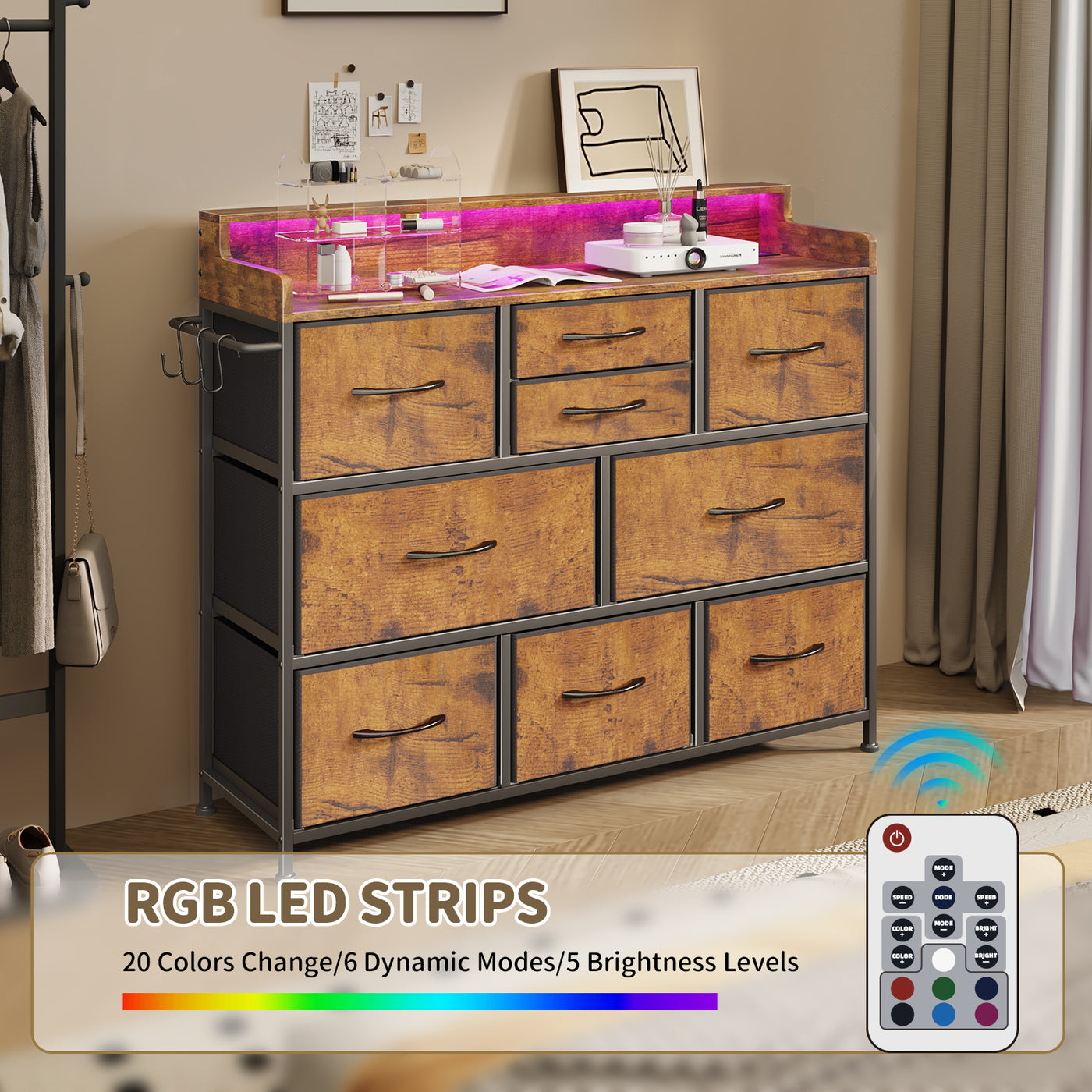 Dresser for Bedroom TV Stand Dresser with 9 Drawers