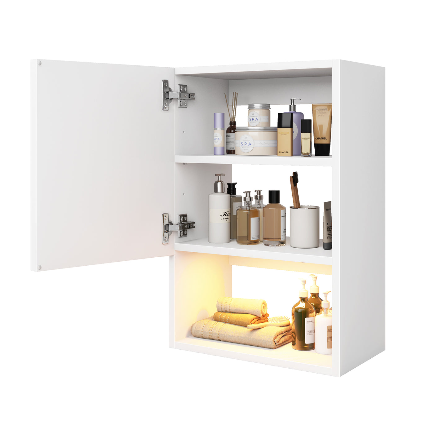 Wall Mounted Storage Cabinets with Lights Bathroom Medicine Organizer