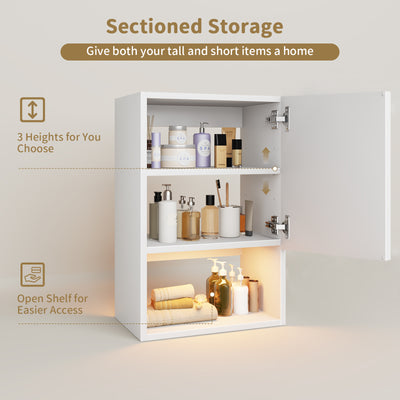 Wall Mounted Storage Cabinets with Lights Bathroom Medicine Organizer