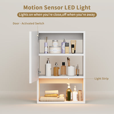 Wall Mounted Storage Cabinets with Lights Bathroom Medicine Organizer