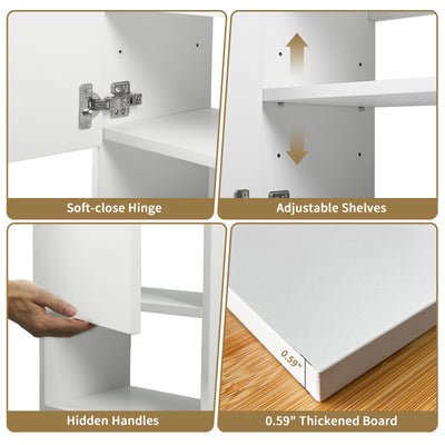 Wall Mounted Storage Cabinets with Lights Bathroom Medicine Organizer