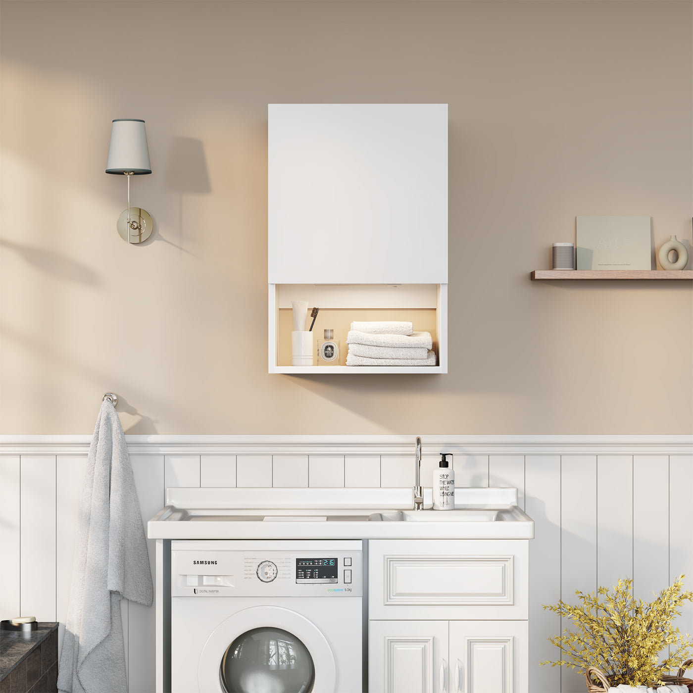 Wall Mounted Storage Cabinets with Lights Bathroom Medicine Organizer