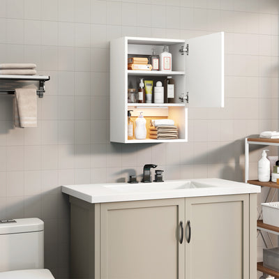 Wall Mounted Storage Cabinets with Lights Bathroom Medicine Organizer