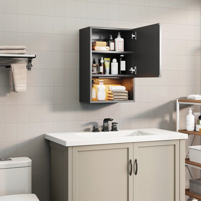 Wall Mounted Storage Cabinets with Lights Bathroom Medicine Organizer