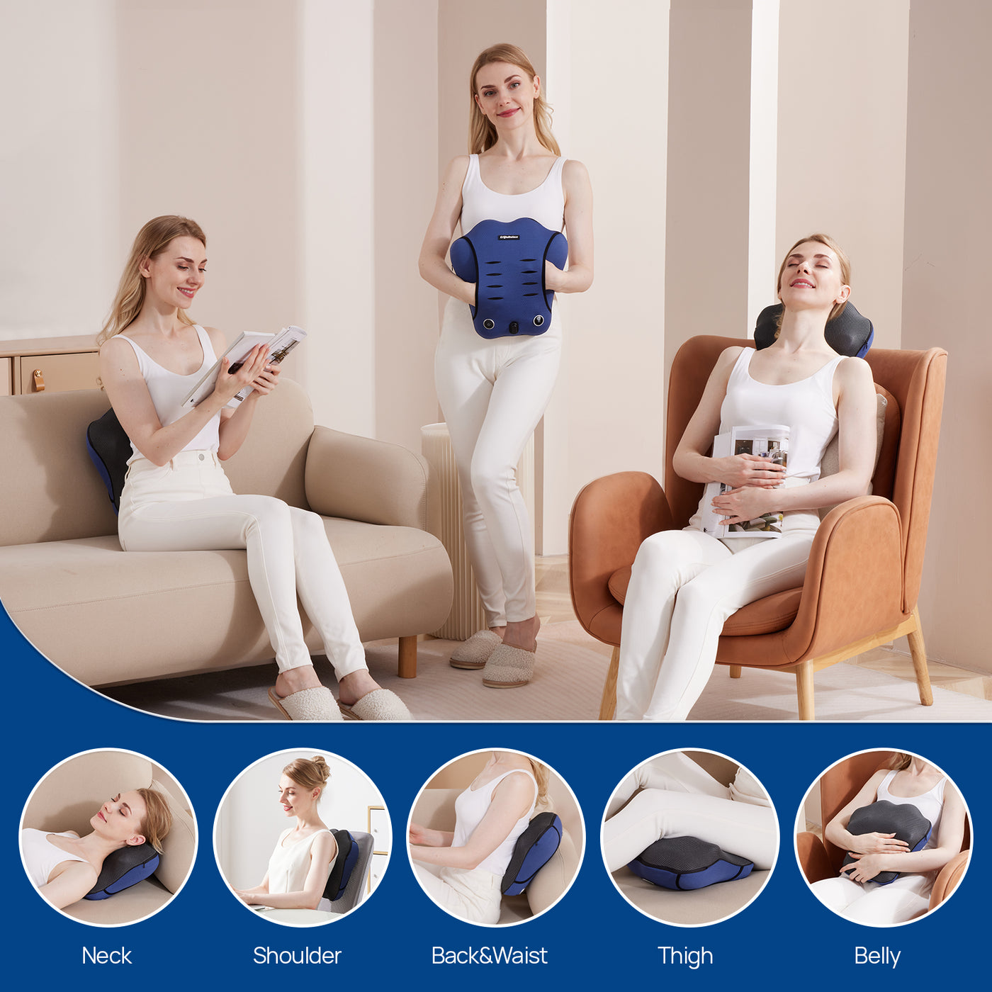 Neck Back Massager with Heat,Neck Support Pillow for Pain Relief