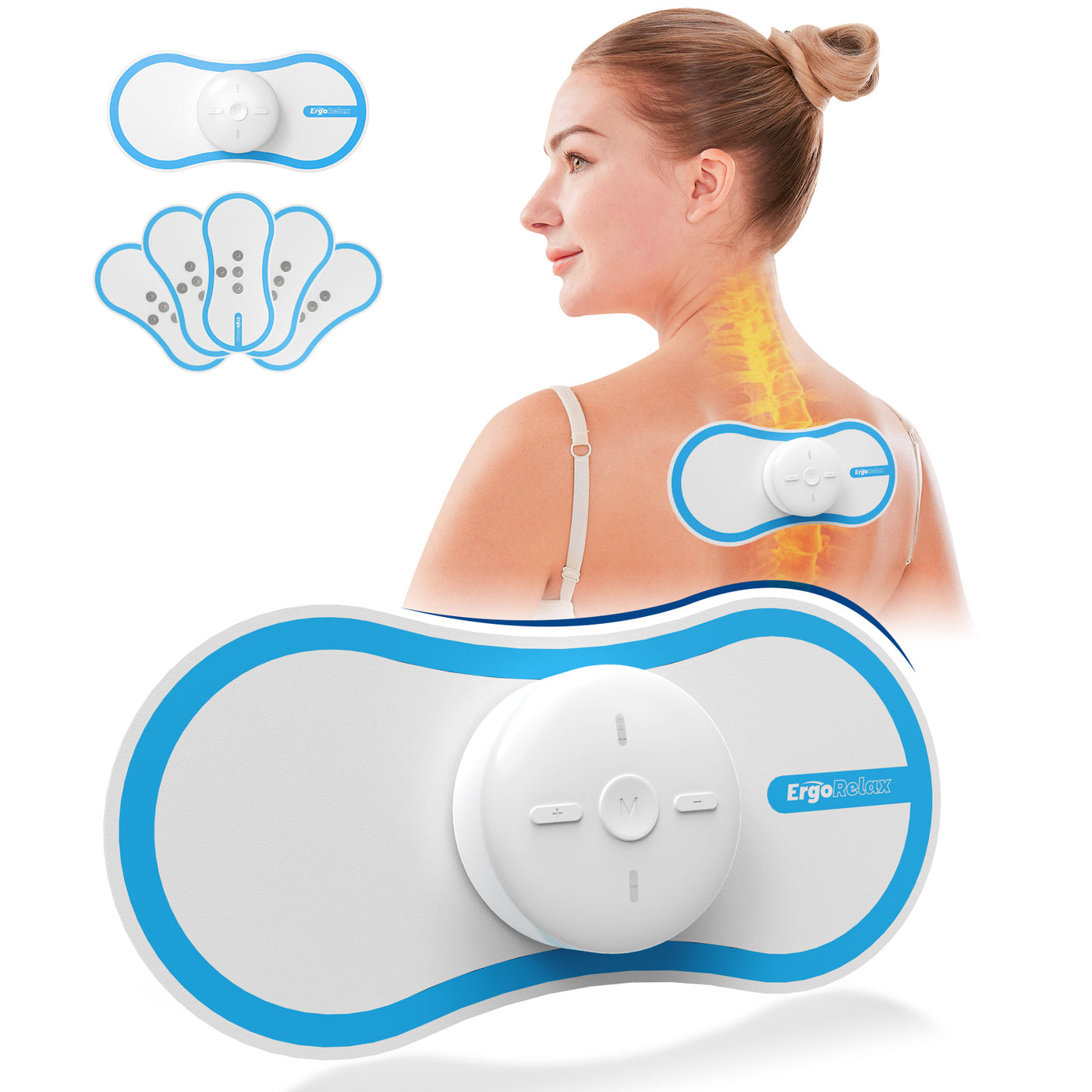 Mini Massager Rechargeable, Mini Muscle Massage Patch For Shoulders, Neck, Back, Arm(5pcs Pad And One Host Included)