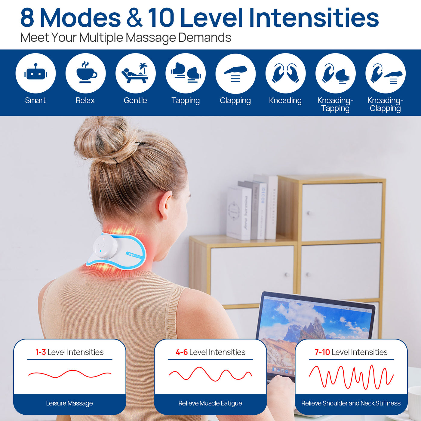 Mini Massager Rechargeable, Mini Muscle Massage Patch For Shoulders, Neck, Back, Arm(5pcs Pad And One Host Included)