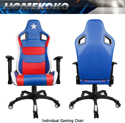 Adjustable Armrest Blue Red USA Gaming Chair - HOMEKOKO