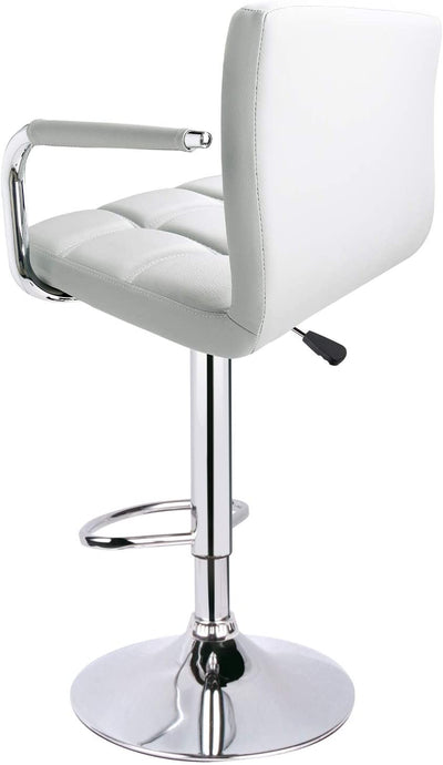 Adjustable Square Bar Stools with Arm Rest White (Set of 2) - HOMEKOKO