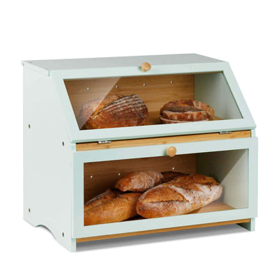 Bamboo Double Layer Bread Box Storage - HOMEKOKO