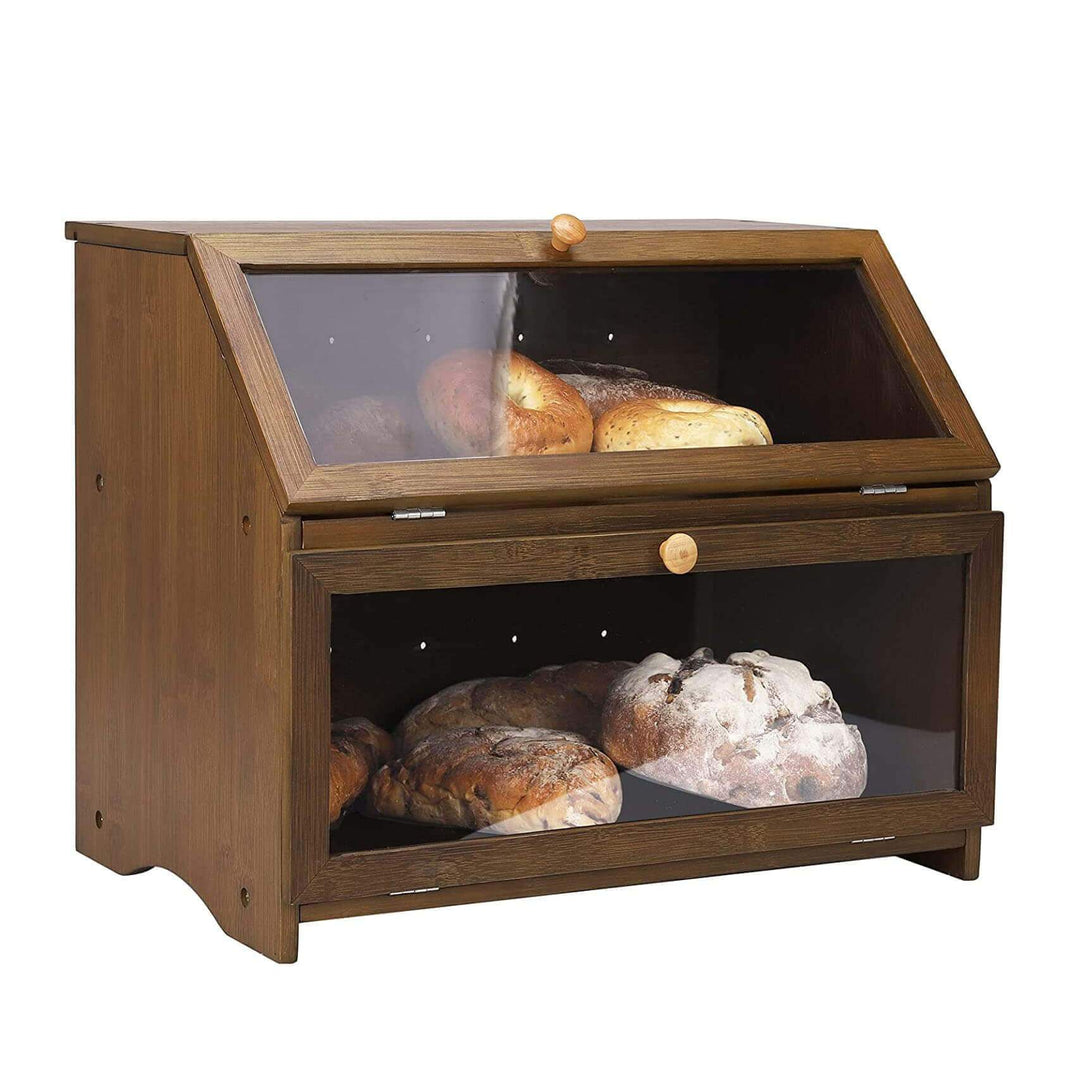 bread booster box Bamboo Bread Box Storage | Wooden Countertop Food Storage