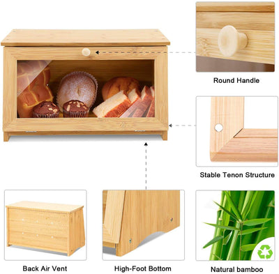 Bamboo Wood Large Capacity Food Storage - HOMEKOKO