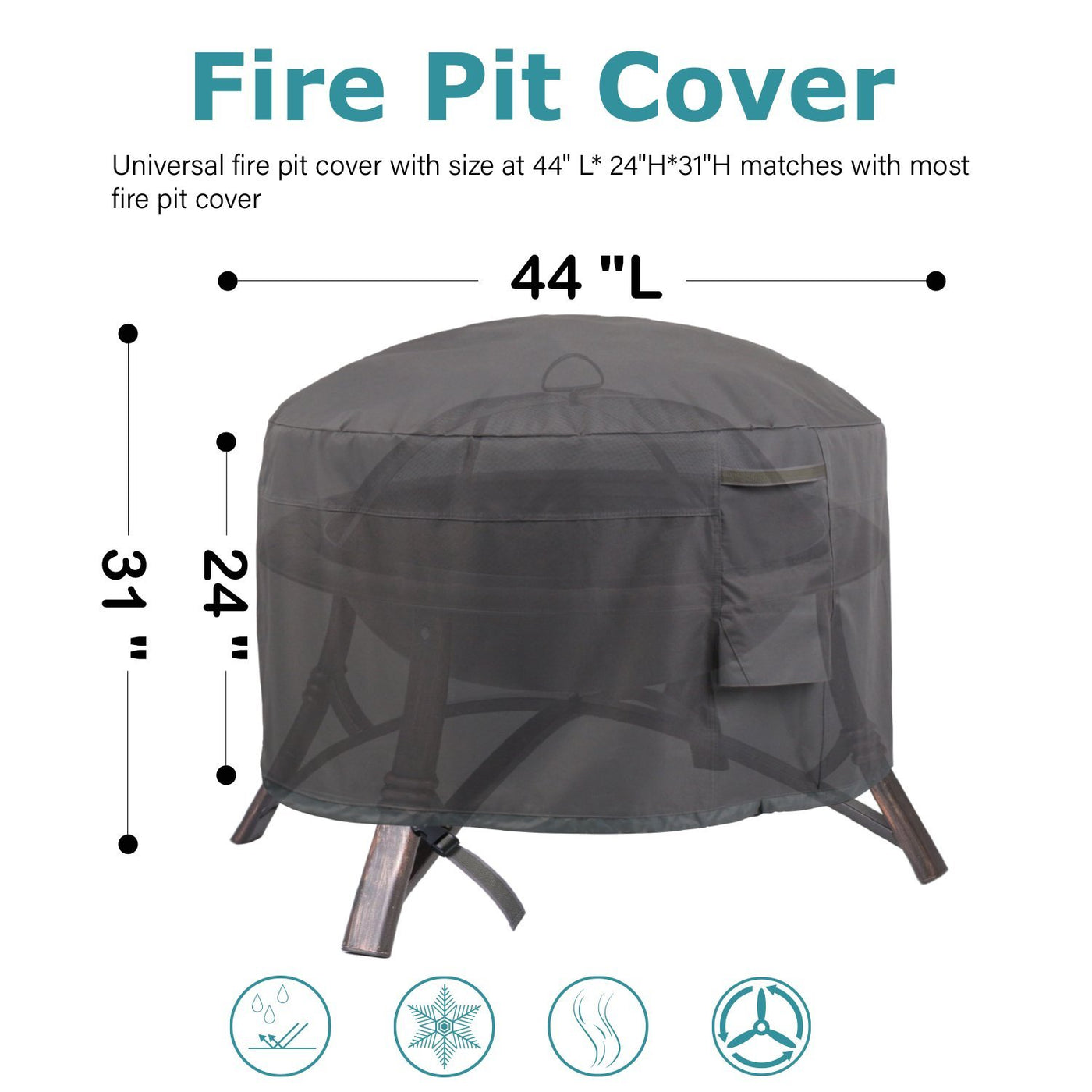 Full Coverage Round Fire Pit Cover - HOMEKOKO