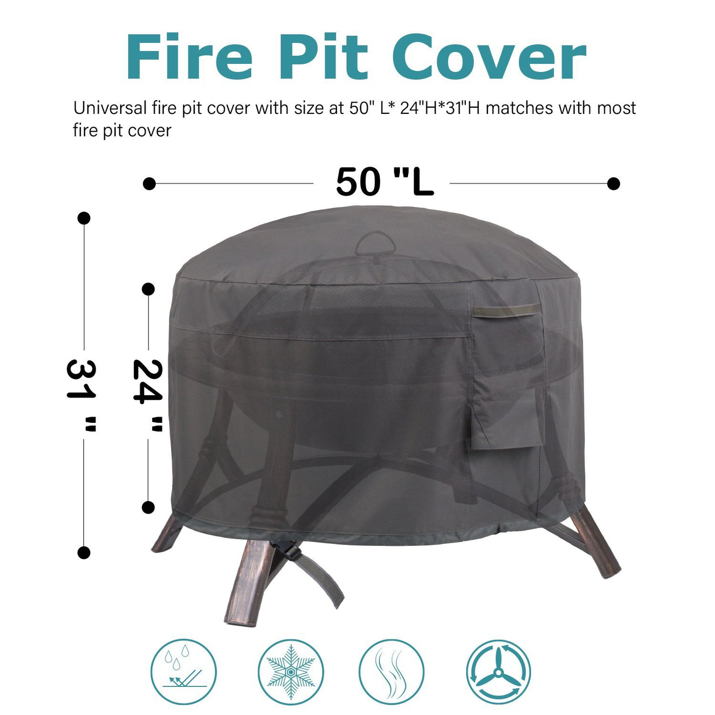 Full Coverage Round Fire Pit Cover - HOMEKOKO