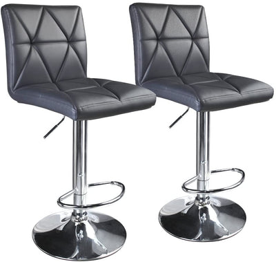 Hydraulic Diagonal Line Adjustable Square Bar Stools Grey (Set of 2) - HOMEKOKO