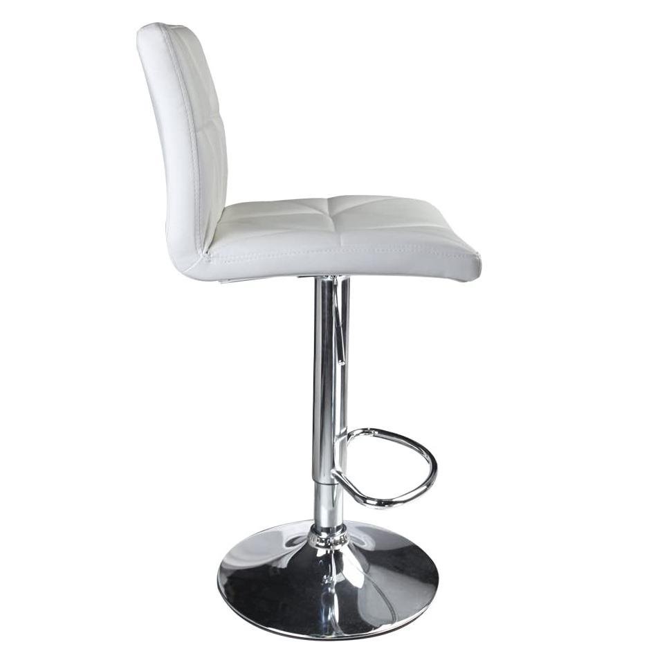 Hydraulic Diagonal Line Adjustable Square Bar Stools White (Set of 2) - HOMEKOKO