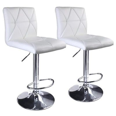 Hydraulic Diagonal Line Adjustable Square Bar Stools White (Set of 2) - HOMEKOKO
