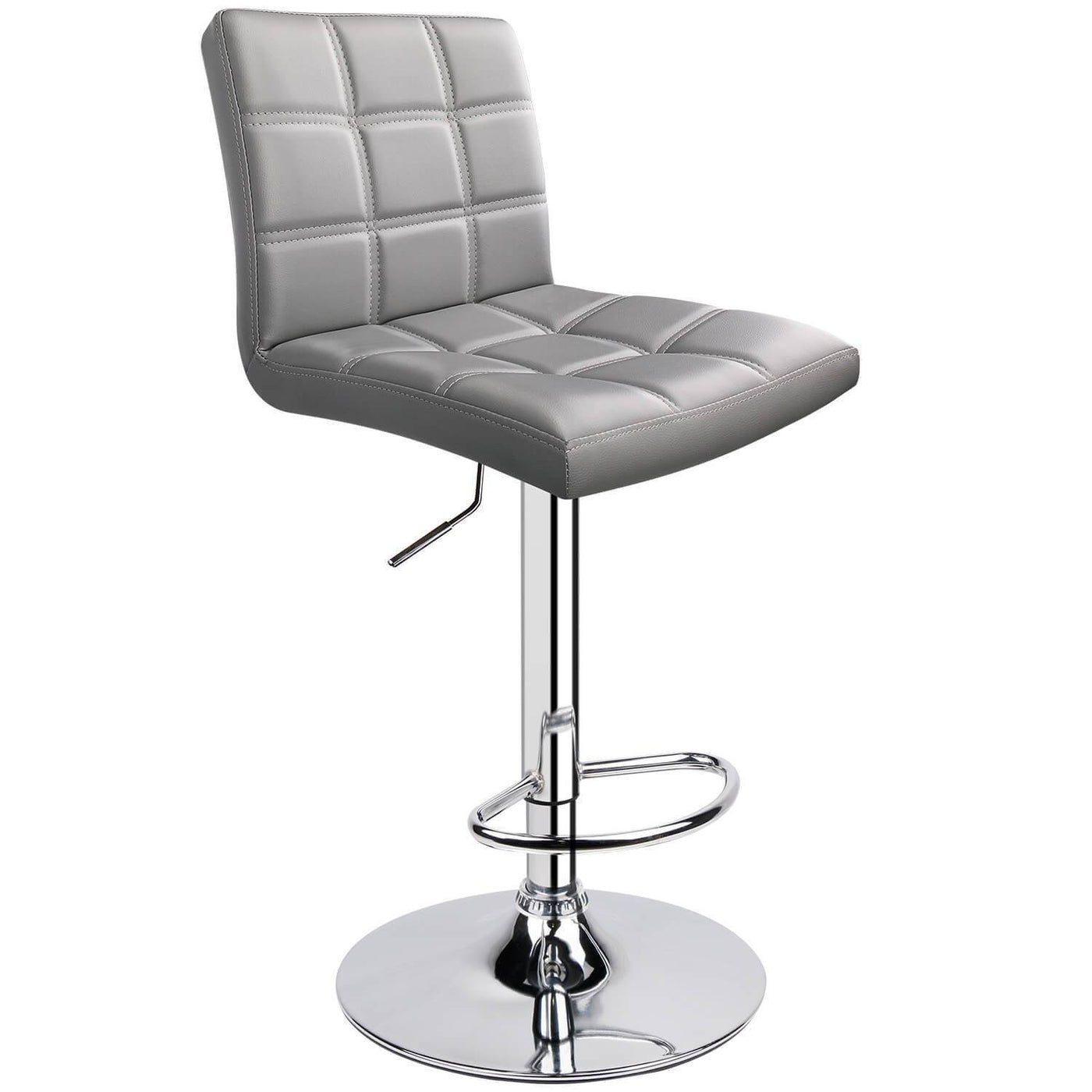 PU Leather Square Adjustable Swivel Bar Stool Black (1 Chair)