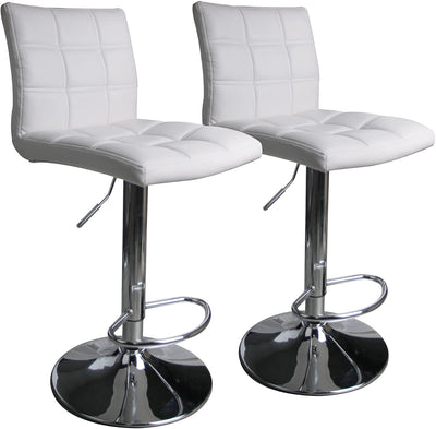 PU Leather Square Adjustable Swivel Bar Stools White - HOMEKOKO