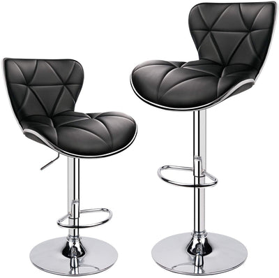 Shell Back Adjustable Swivel Bar Stool Black (1 Chair) - HOMEKOKO