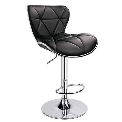 Shell Back Adjustable Swivel Bar Stool Black (1 Chair) - HOMEKOKO