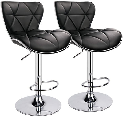 Shell Back Adjustable Swivel Bar Stool Black (1 Chair) - HOMEKOKO