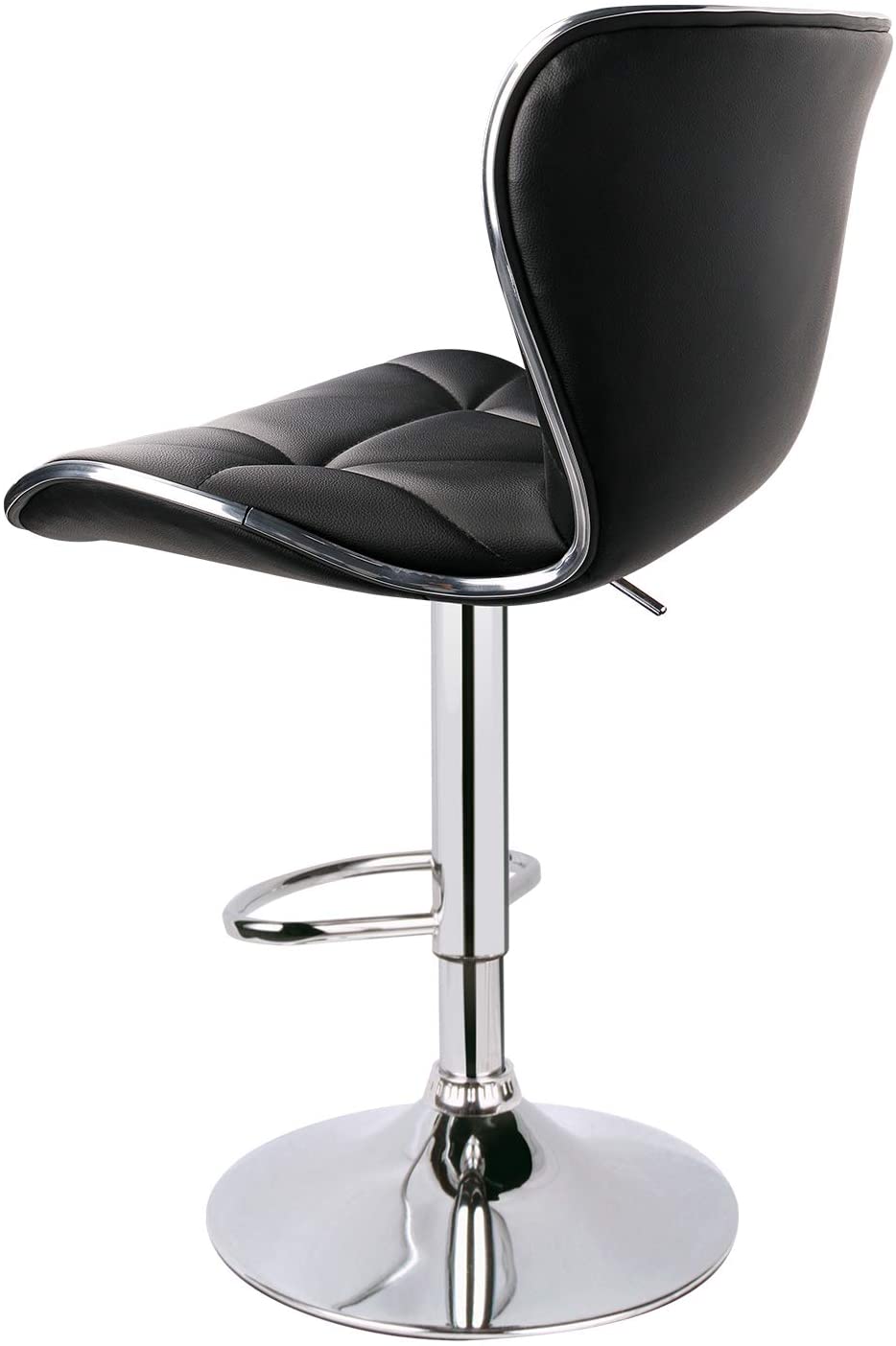 Shell Back Adjustable Swivel Bar Stool Black (1 Chair) - HOMEKOKO