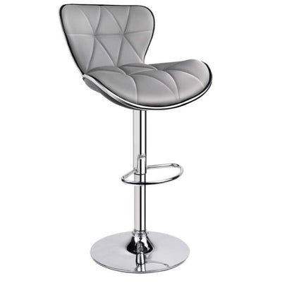 Shell Back Adjustable Swivel Bar Stool Light Grey (1 Chair) - HOMEKOKO