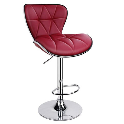 Shell Back Adjustable Swivel Bar Stool Wine Red (1 Chair) - HOMEKOKO