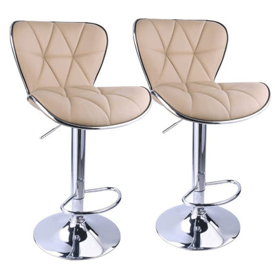 Shell Back Adjustable Swivel Bar Stools Khaki (Set of 2 ) - HOMEKOKO