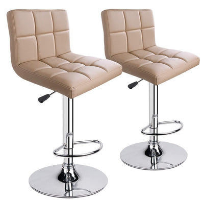 Square Swivel Adjustable Height Bar Stools Khaki (Set of 2 ) - HOMEKOKO