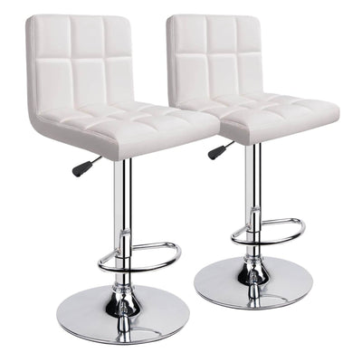 Square Swivel Adjustable Height Bar Stools White (Set of 2) - HOMEKOKO